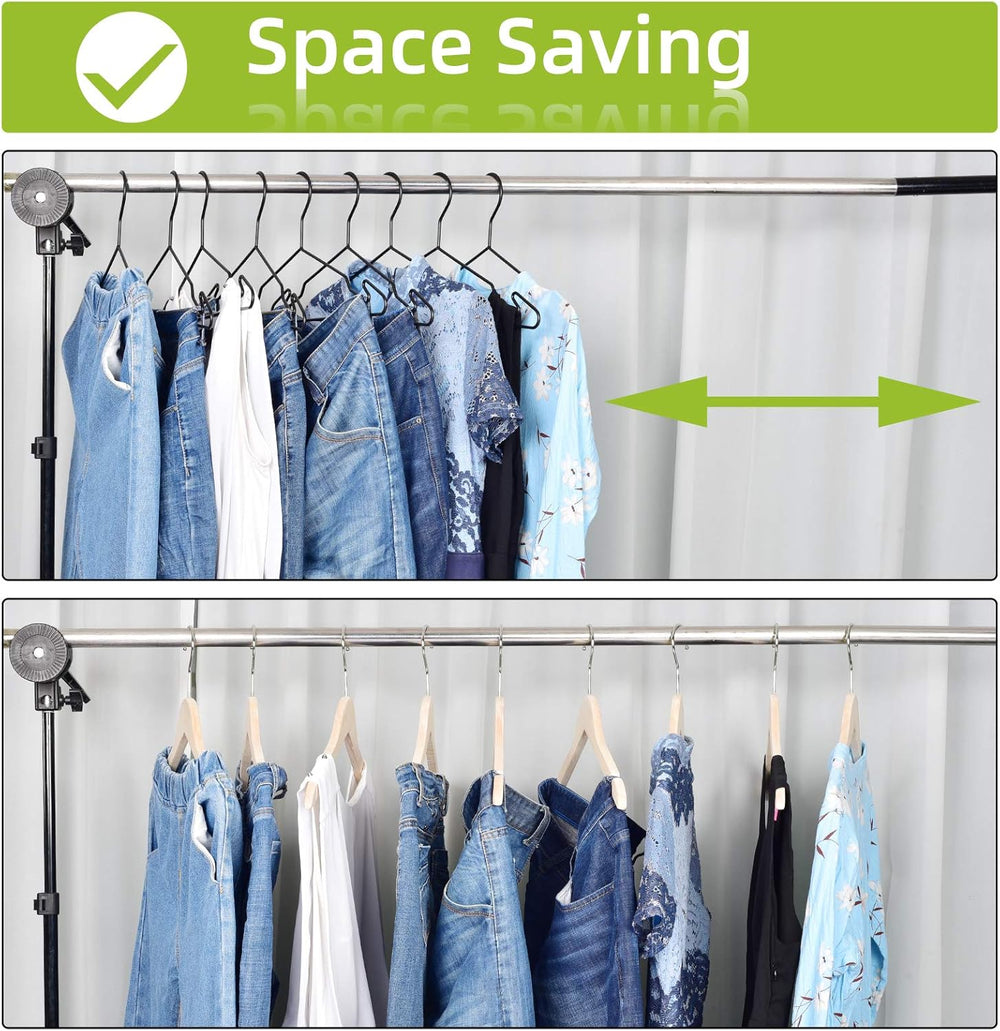 Black Metal Hangers, Heavy Duty Clothes Hangers with Non-Slip Grooves, Slim S...