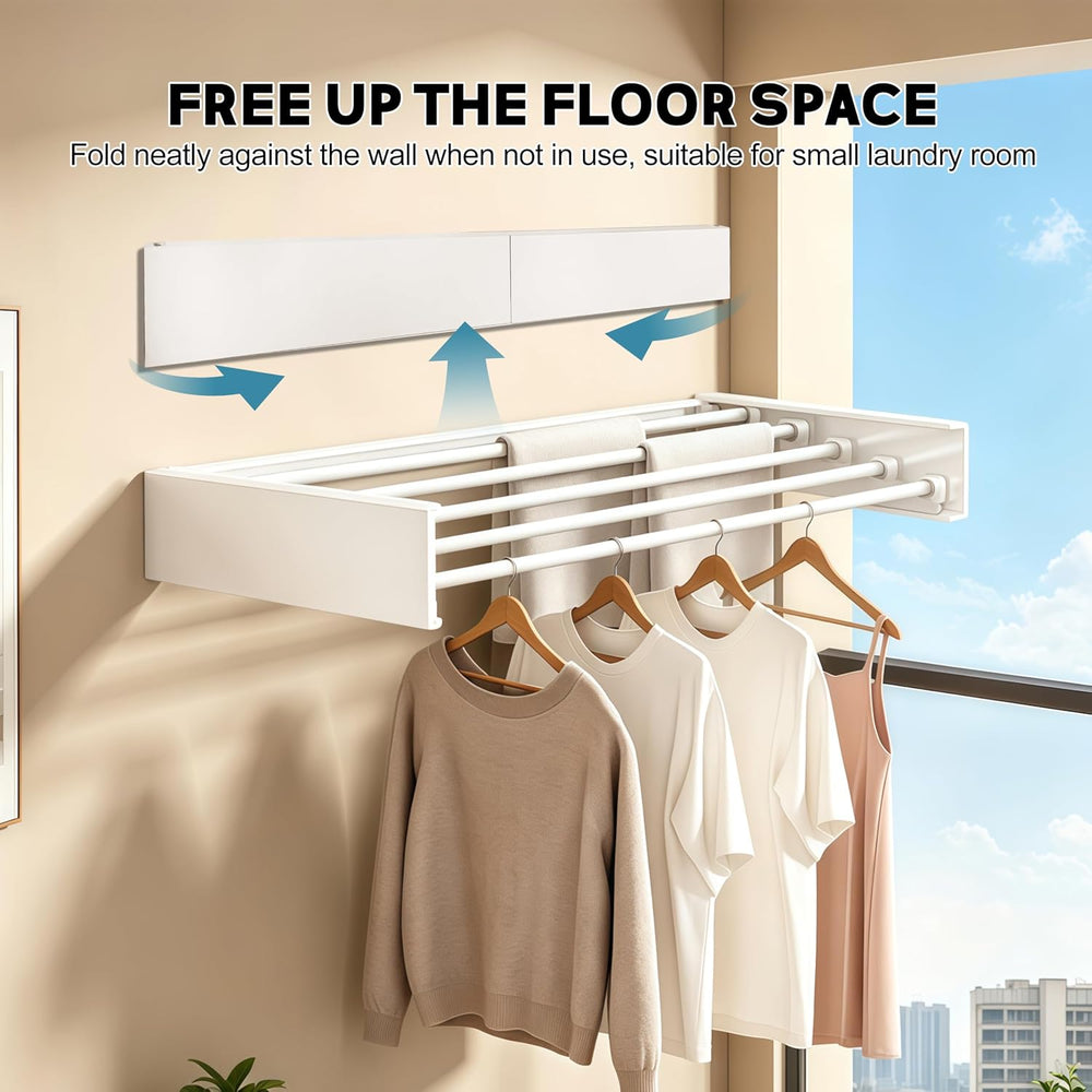 Wall Mounted Clothes Drying Rack 31.5" Wide，Foldable Wall Mount Laundry ...