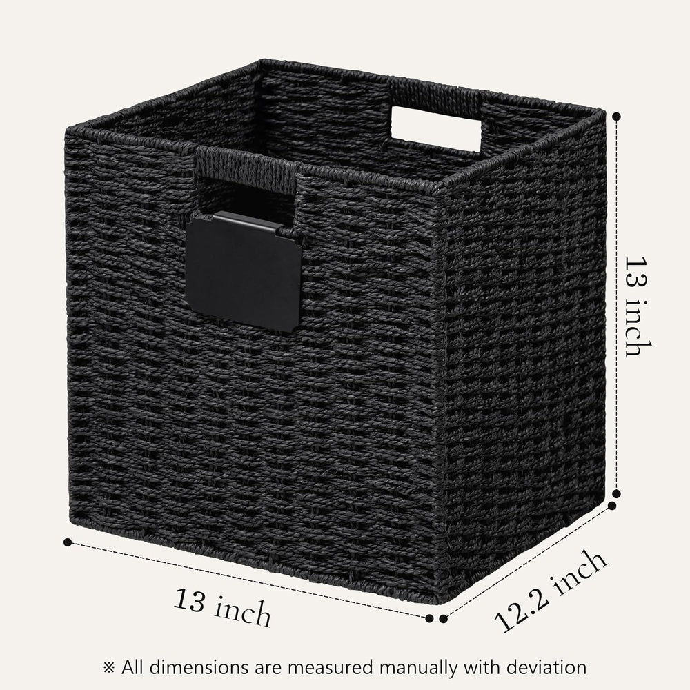 UBBCARE 4 Pack Wicker Basket, 13×13 Storage Cubes with Label, Foldable Cube S...