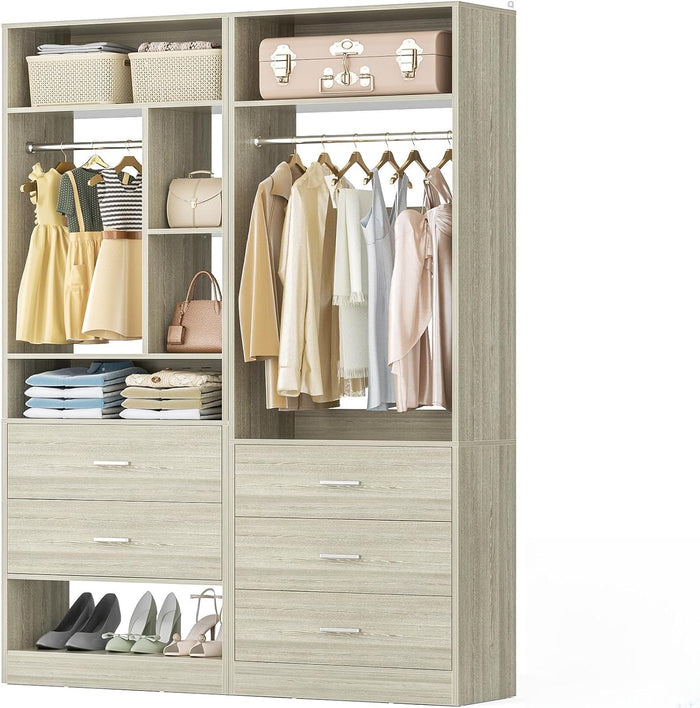 Besiost Closet Systems with 5 Drawers, Closet Organizer System