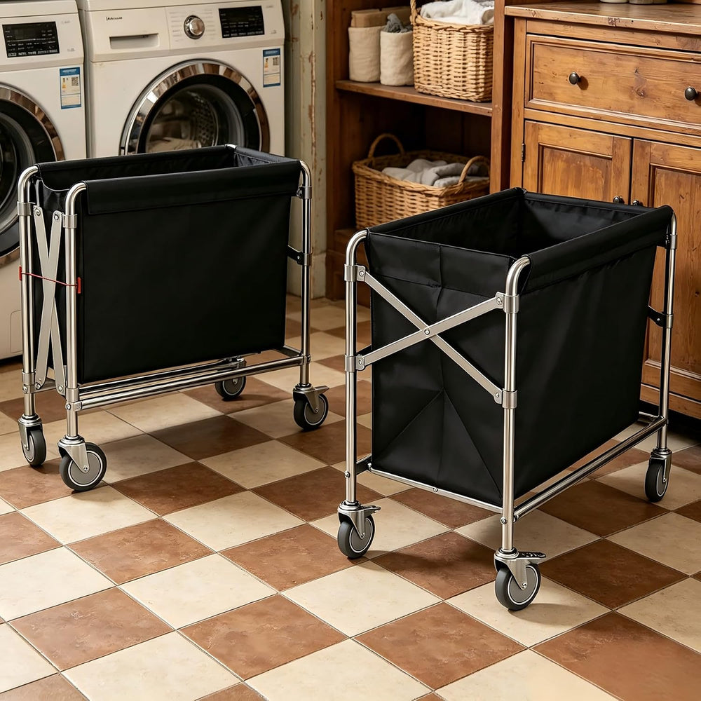 Commercial Laundry Cart Foldable Laundry Carts with Wheels (400L), 12 Bushel ...