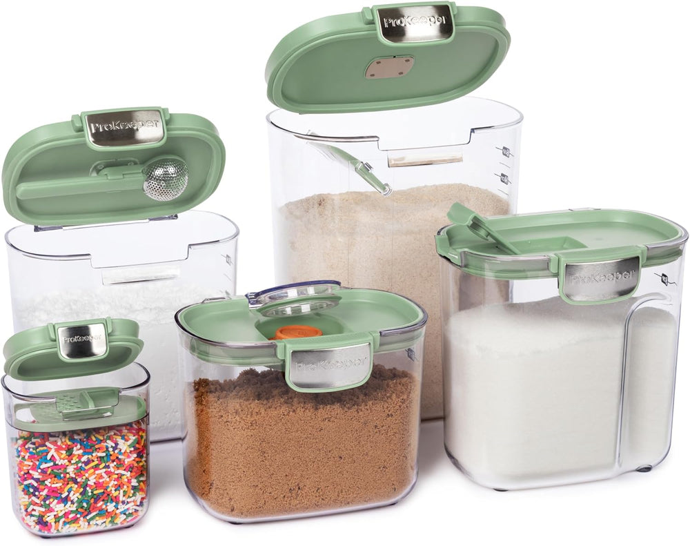 ProKeeper+ Airtight Food Storage Container Set – Clear Plastic Flour and Suga...