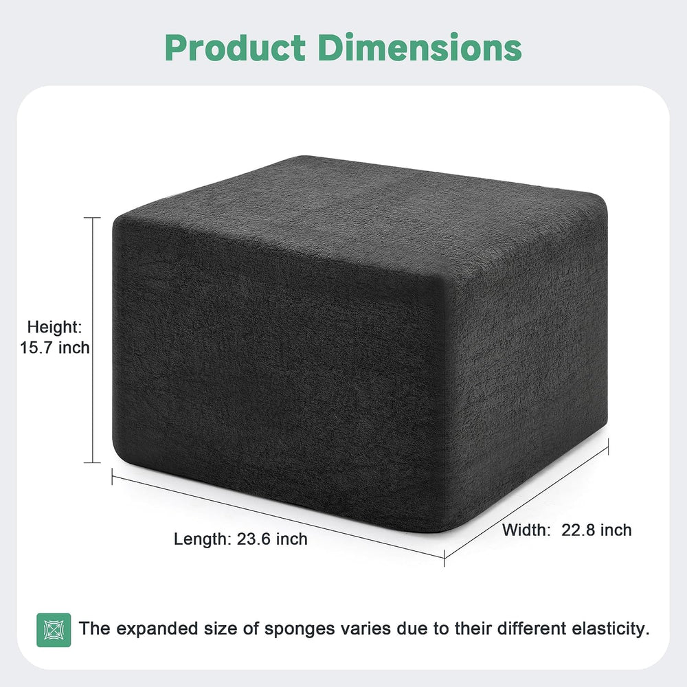 23.6'' Square Pouf Boneless Ottoman Foot Rest with High-Rebound Solid...