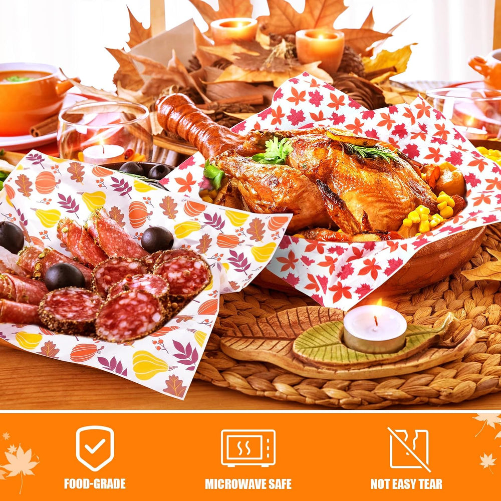 480Pcs Fall Wax Paper Dry Waxed Deli Paper Sheet 12x12 inch Sandwich Wrap Pum...