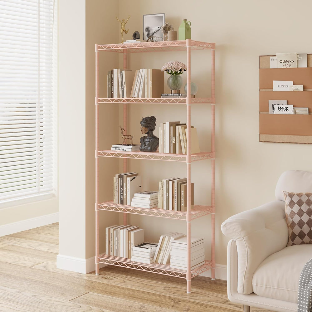 5 Tier Storage Racks Shelving, Heavy Steel Pantry Shelves, Adjustable Wire Sh...