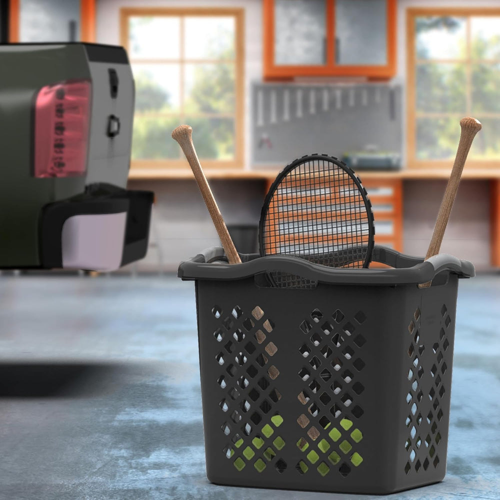 2-Pack 2 Bushel Plastic Laundry Basket, Black