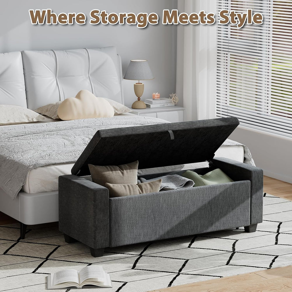 48''Storage Ottoman Bench，Ottoman Foot Rest with Legs，Storage Chest, ...