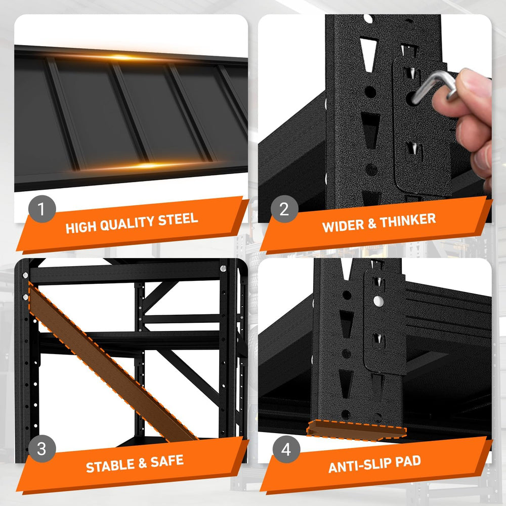 5000LBS Garage Shelving, 71" W Heavy Duty Metal Adjustable 4 Tier Storag...