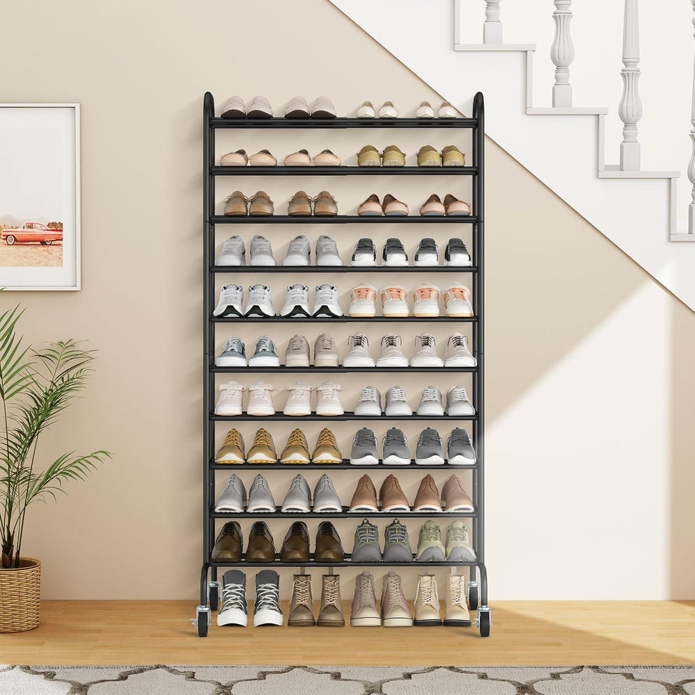 STORAGE MANIAC 10-Tier Expandable Shoe Rack, 44 Pairs Tall Vertical Shoe Rack...