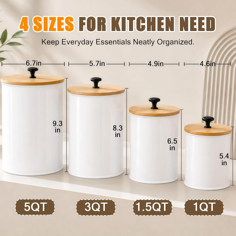 Canisters Sets for Kitchen Countertop 4 PCS Airtight Metal Containers