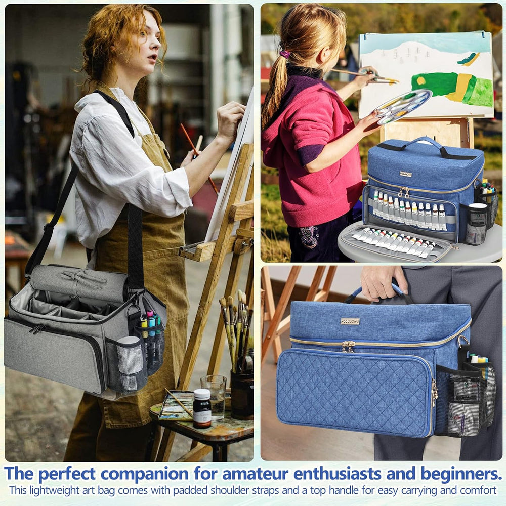 Art Supplies Organizer Storage Bag with Detachable Paint Brush Holder & P...