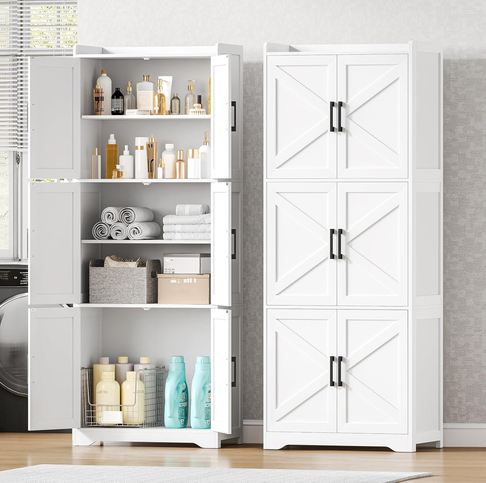 Akxomel 60.2''H Tall Bathroom Storage Cabinet with 6 Door, Pantry Cab...