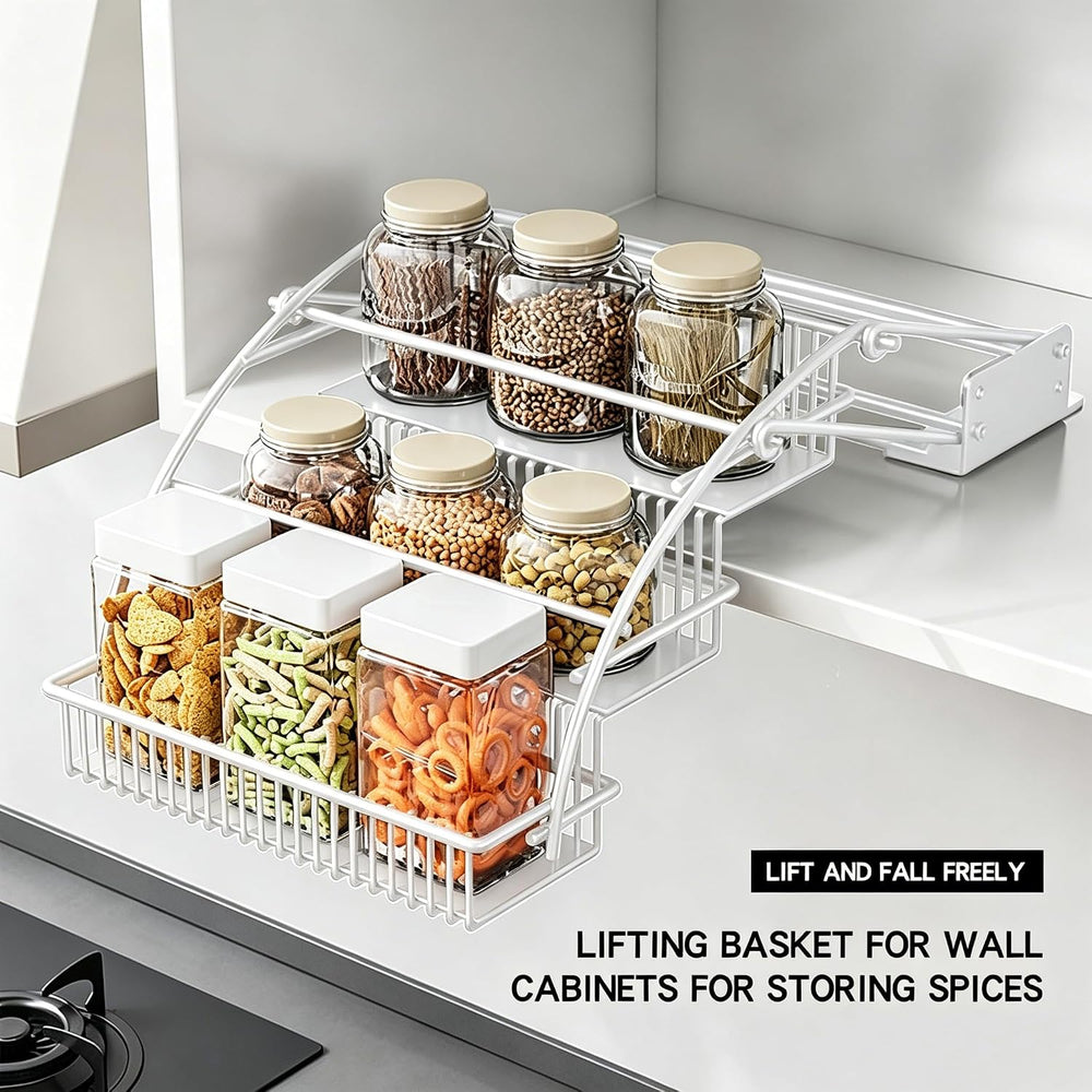 3-Tier Pull Down Spice Rack Organizer Expandable Pull-Out for Upper Cabinet
