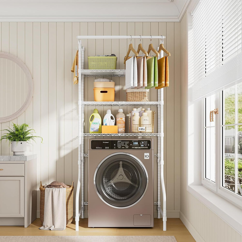 ONBRILL 3 Tiers Expandable Over Washer and Dryer Shelves, White
