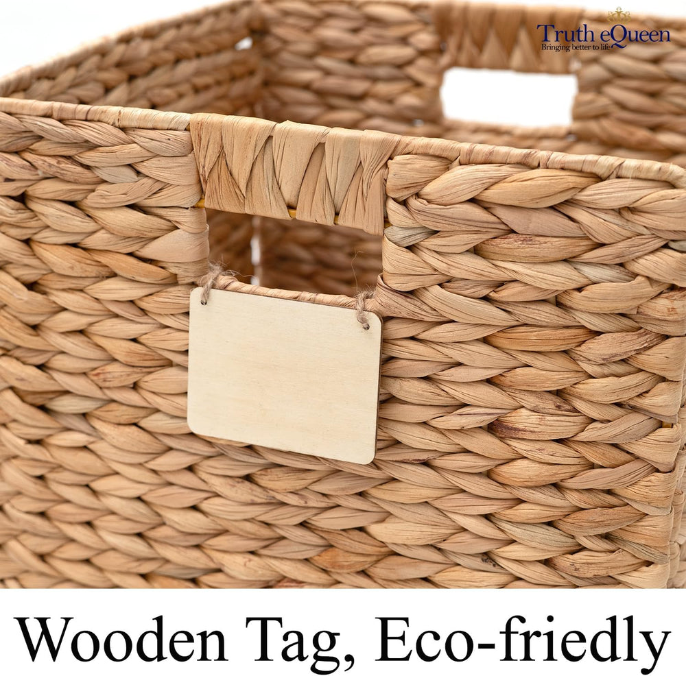 Water Hyacinth Storage Baskets Set of 4, 12x12x12 Wicker Cube Storage Bins fo...