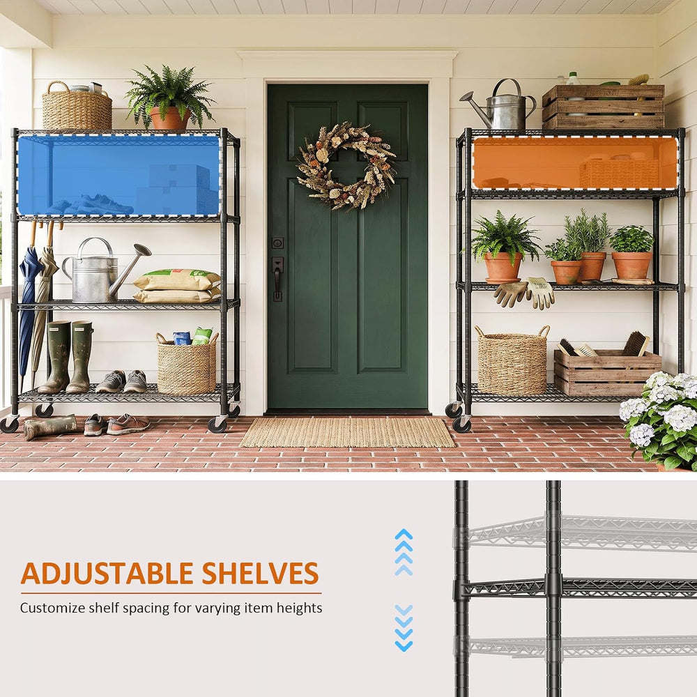 IZEUK Heavy Duty 72" Industrial Black Metal Garage Storage Shelf