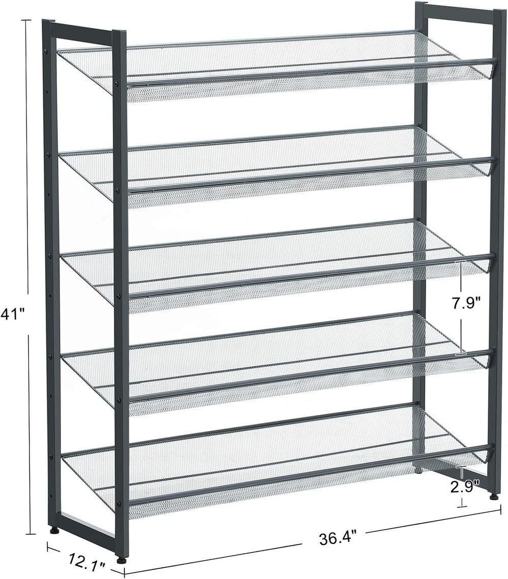 SONGMICS Metal Shoe Rack, 5-Tier Shoe Orgainzer, Holds 20-25 Pairs