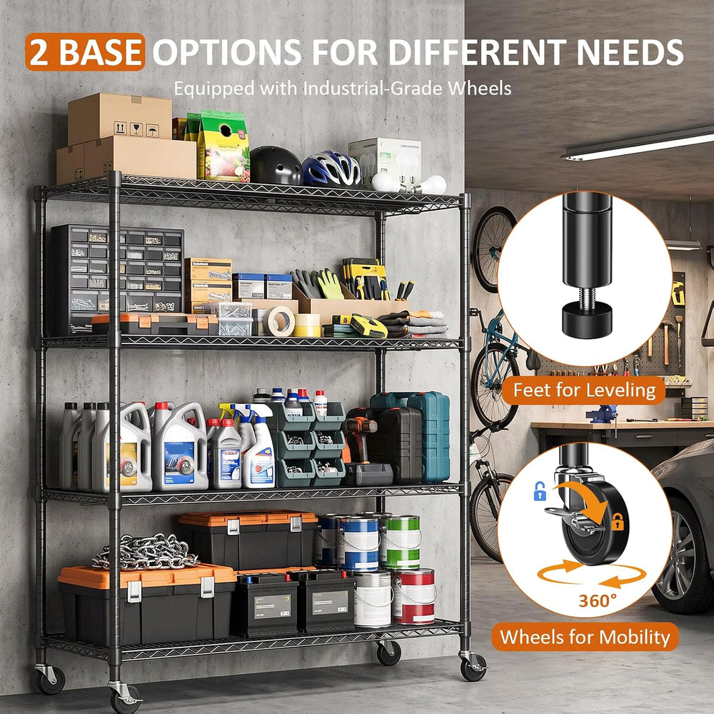 IZEUK Heavy Duty 72" Industrial Black Metal Garage Storage Shelf