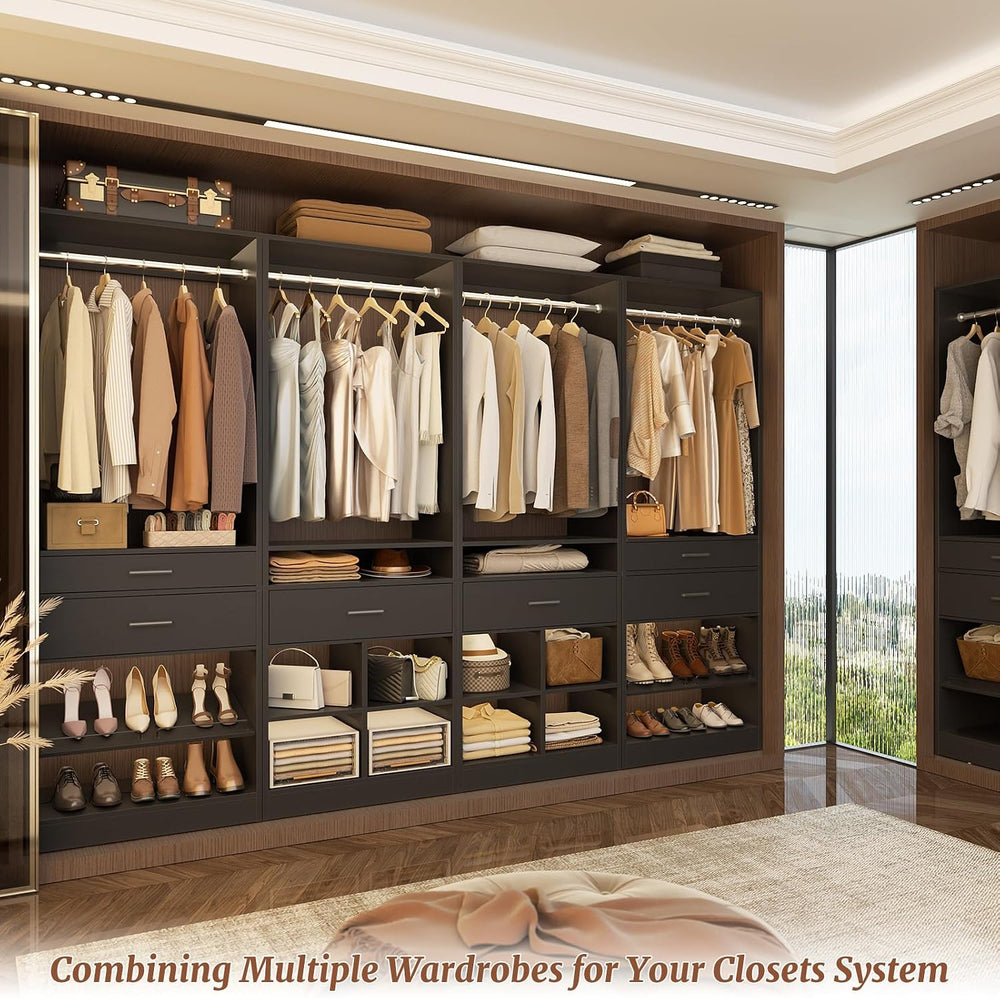 Unikito 50" W x 80" H Closet Organizer Storage System with 2 Hangin...