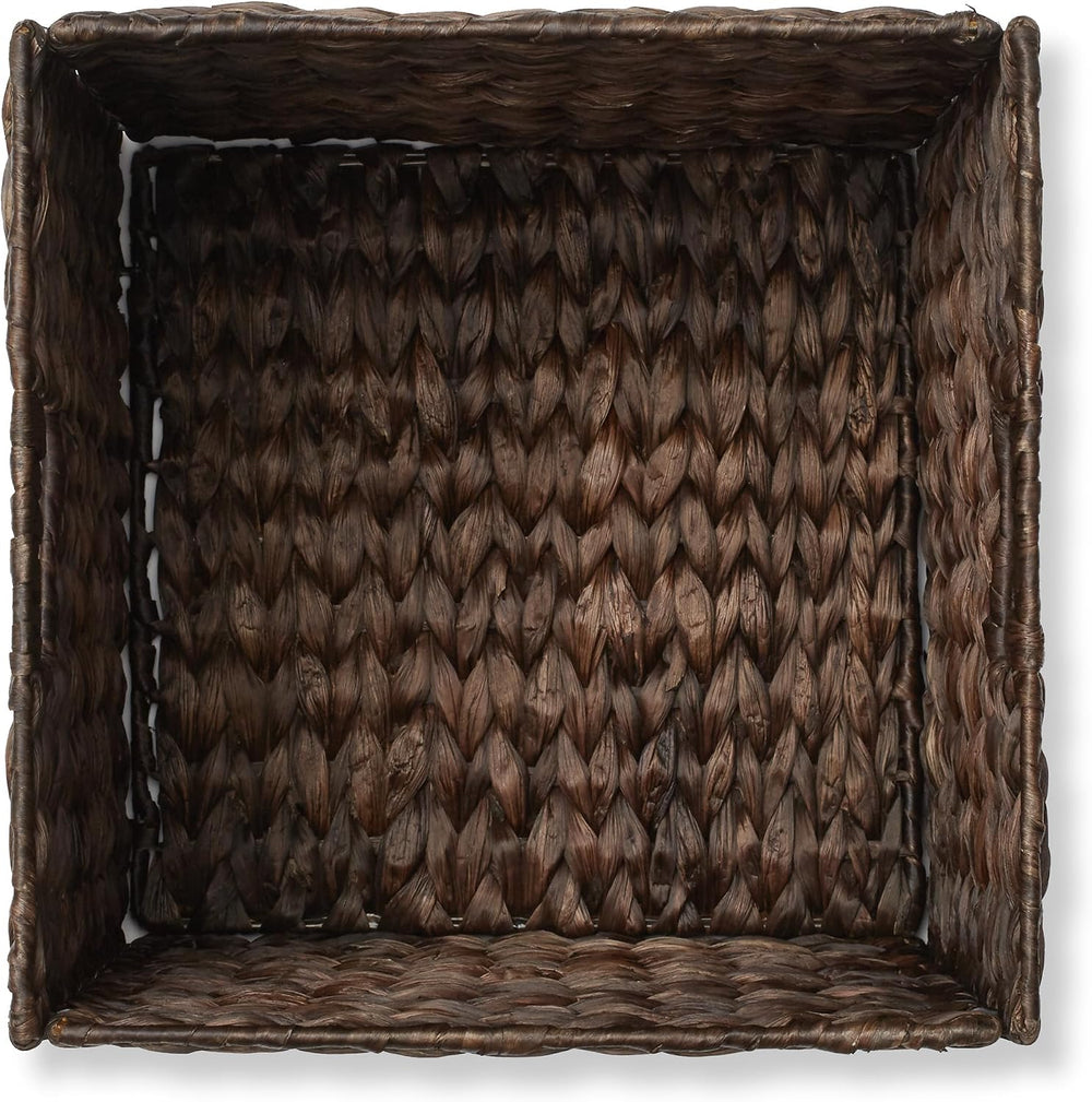 Casafield 12" x 12" Water Hyacinth Storage Baskets, Espresso - Set ...