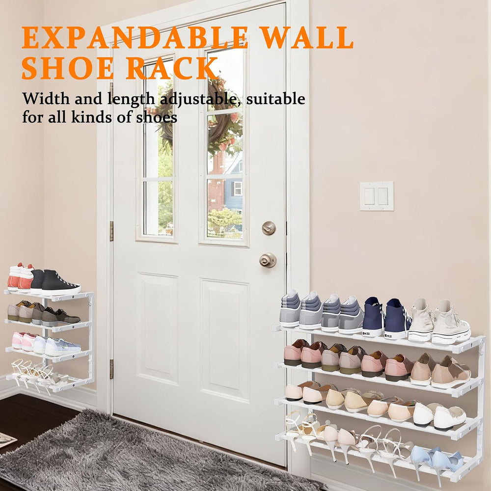 3 Pack Wall Mounted Shoe Rack, 4 Tier Hanging Shoe Rack Holds 48 Pairs, 17&qu...