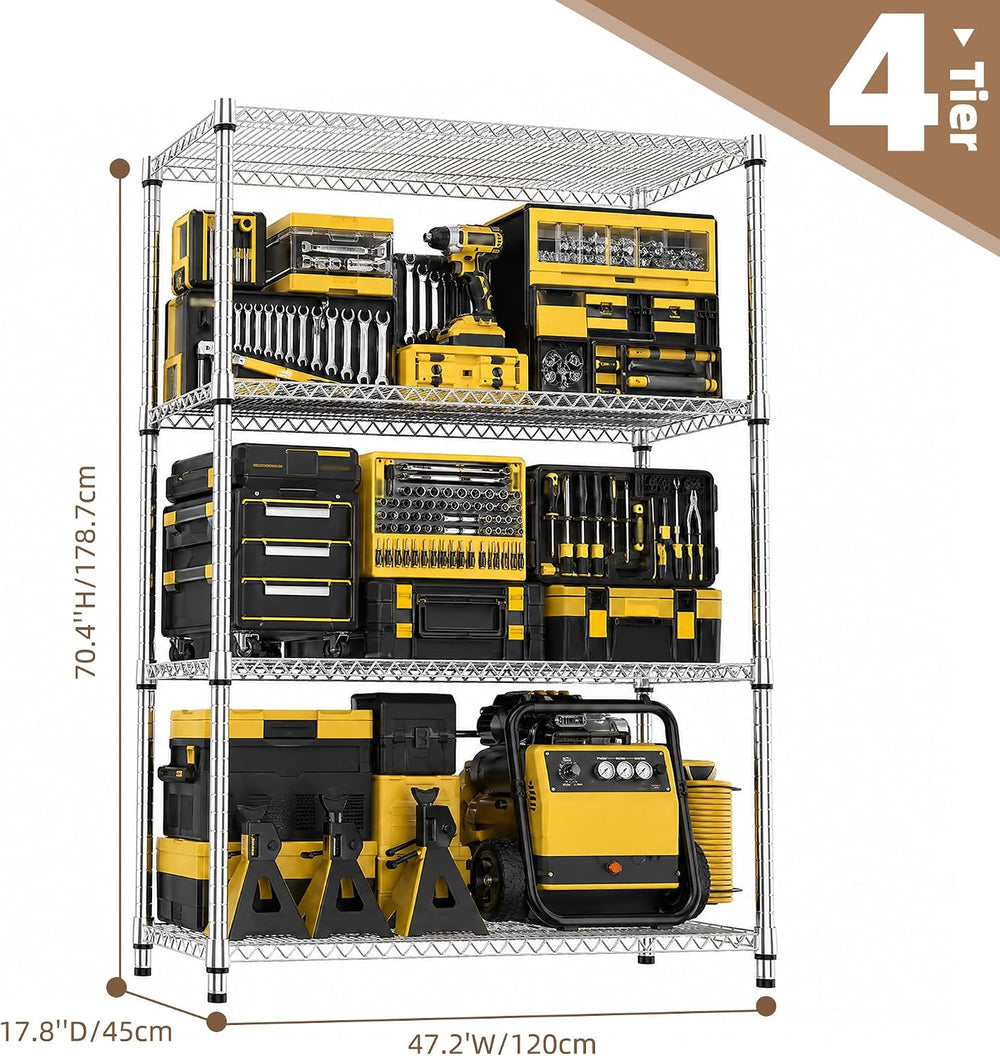 M MZG 4-Shelf Heavy Duty Garage Shelving Wire Adjustable Storage Rack for Kit...