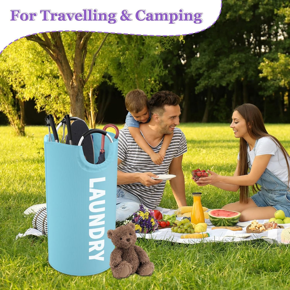 3PCS 95L Collapsible Laundry Basket, Oxford Hamper with Handle for Family