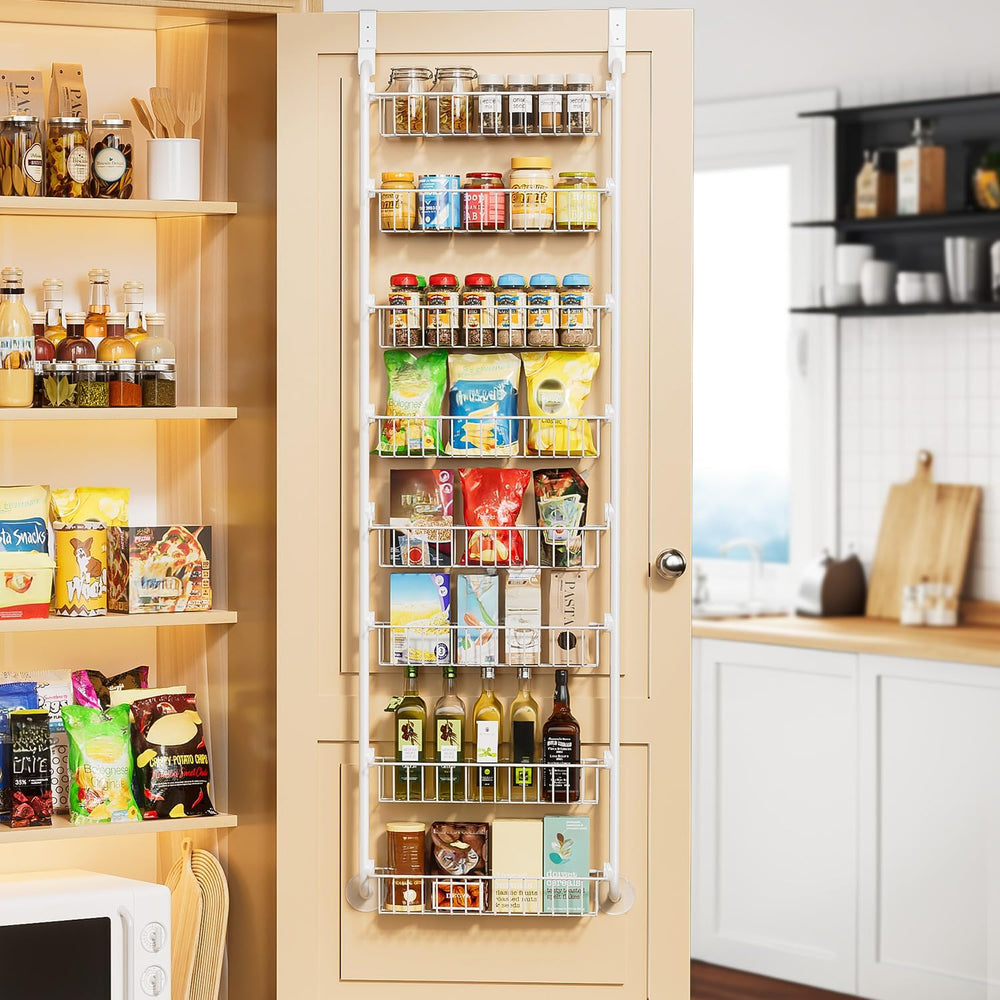 Delamu Over The Door Pantry Organizer, 8-Tier Metal Pantry Door Organization ...