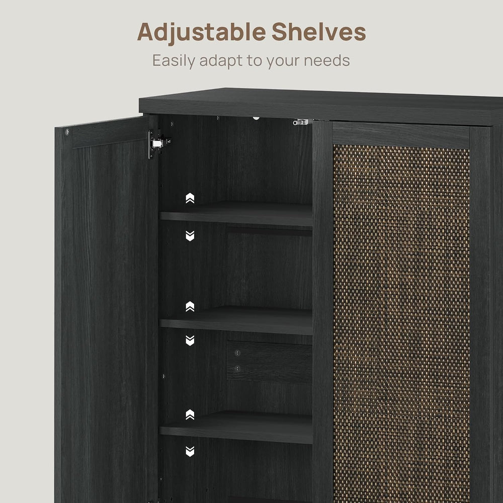 SICOTAS 65.6" Wide Rattan Shoe Storage Cabinet for Entryway with Doors