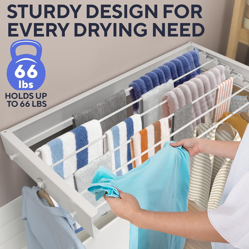 Foldable Wall Mounted Drying Rack 40 inch - Easy to Install Hanging Rack for ...