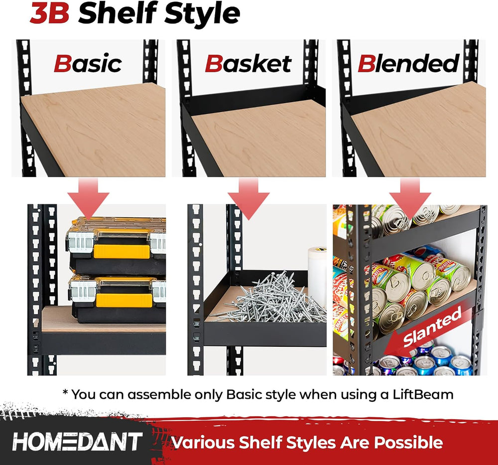 HOMEDANT 47.7" W 5 Tier Heavy Duty Garage Shelving Adjustable Metal Rack...
