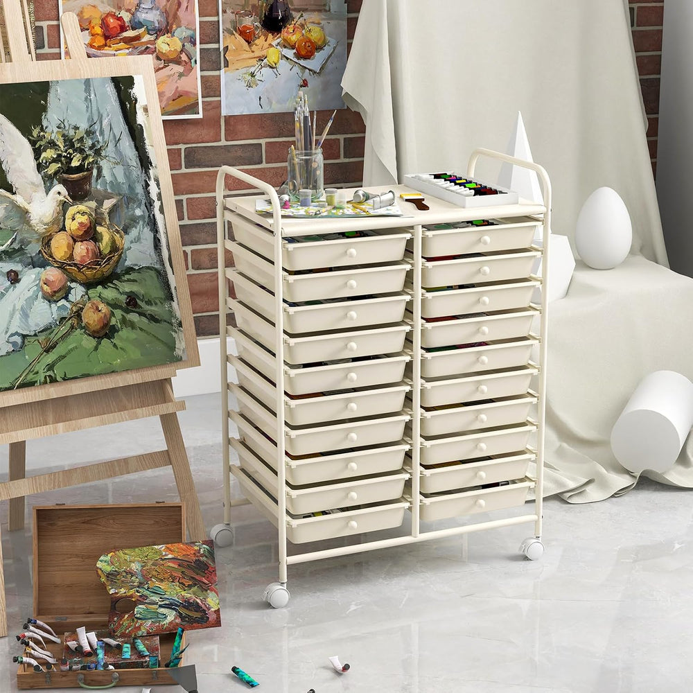 GOFLAME 20-Drawer Rolling Storage Cart, Multifunctional Art Craft Organizer, ...