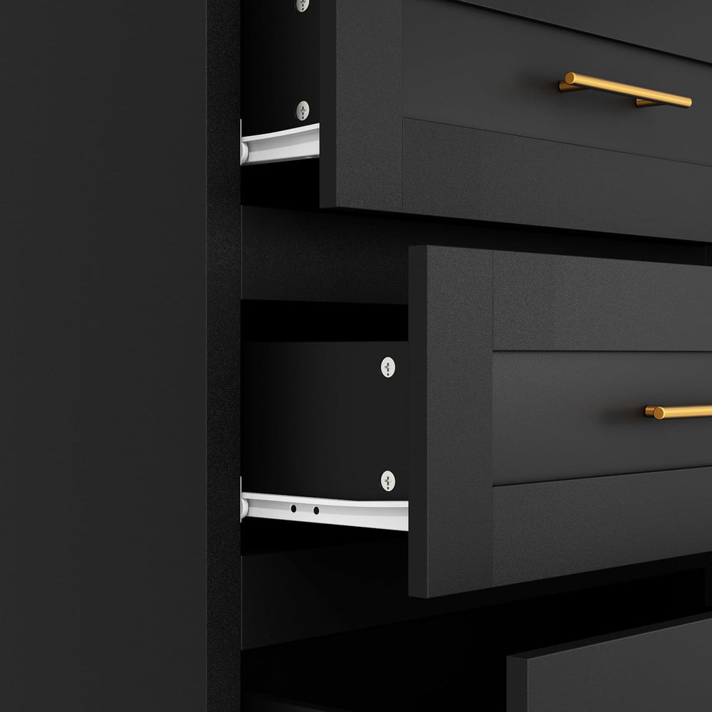FUFU&GAGA 94.5” Wardrobe Armoire Closet with 16 Drawers & 4 Doors, Black