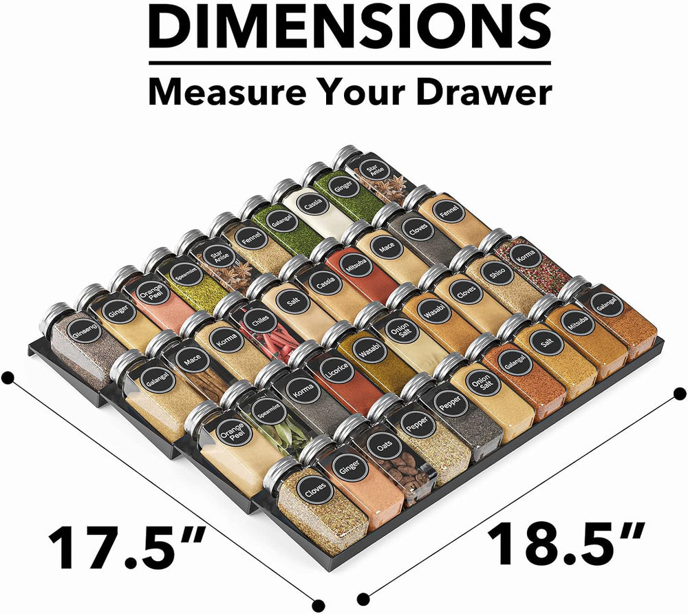 SpaceAid Spice Drawer Organizer with 40 Spice Jars, 386 Spice Labels, 4 Tier ...