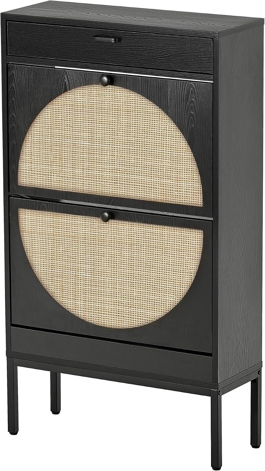 XIAO WEI Shoe Cabinet, Natural Semi Circle Handmade Rattan Shoe Storage Organ...