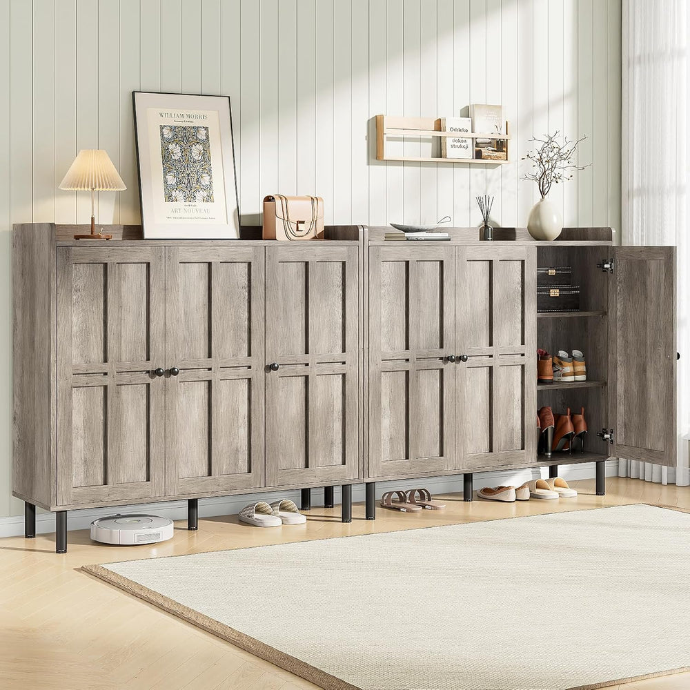 ONBRILL Entryway Shoe Cabinet with 3 Doors & Adjustable Shelves (Gray Wash)