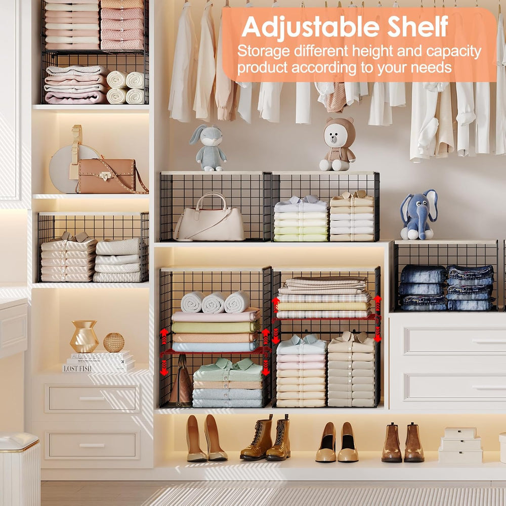 5-Tier Large Stackable Closet Organizer and Storage Basket, Sturdy Closet She...