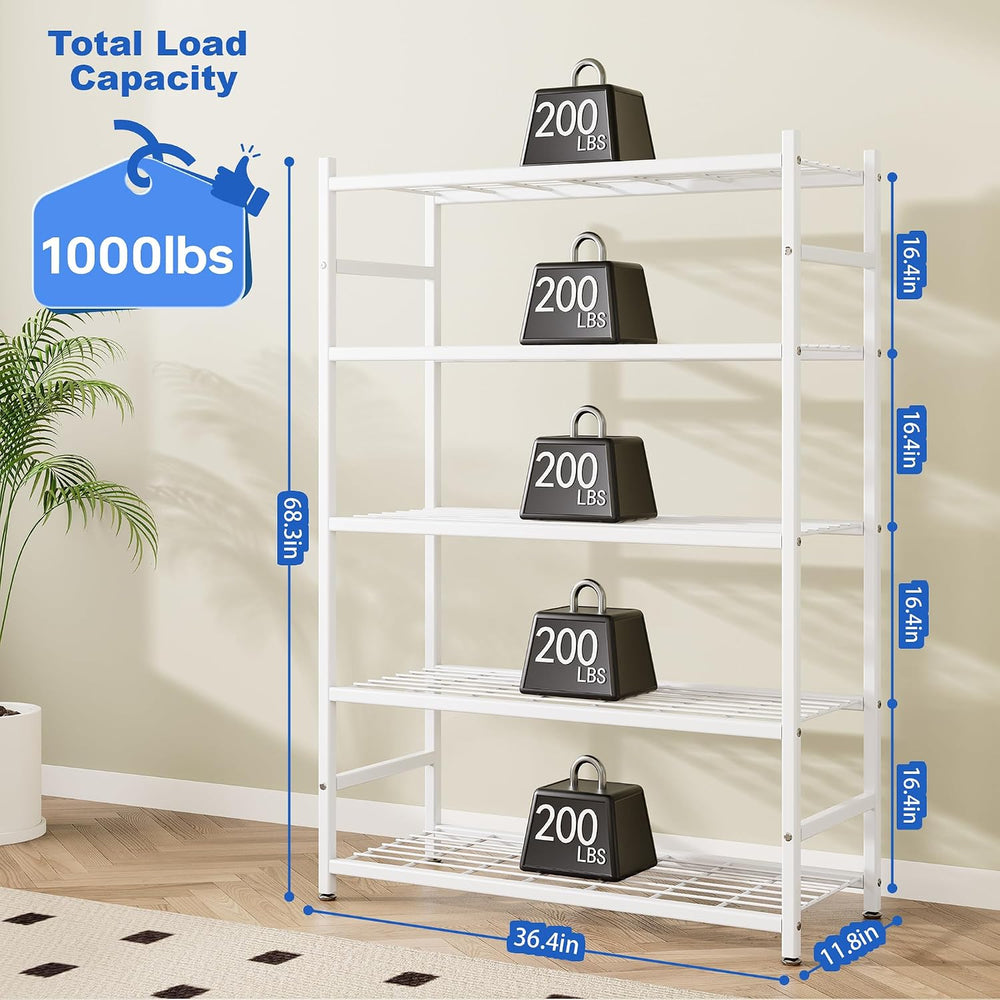 36.4" W Storage Shelves, 5-Tier Metal Shelving Unit with Leveling Feet
