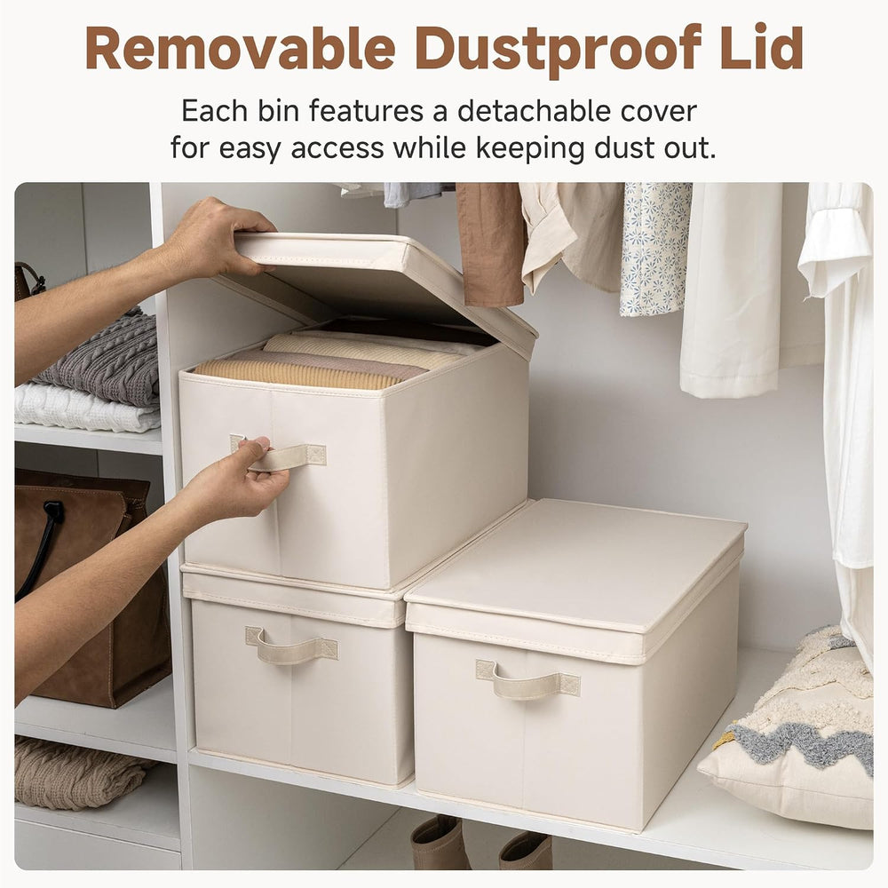 StorageWorks Fabric Storage Bins with Lids, Closet Storage Bins