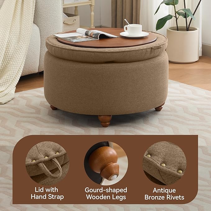 30Inch Round Storage Ottoman