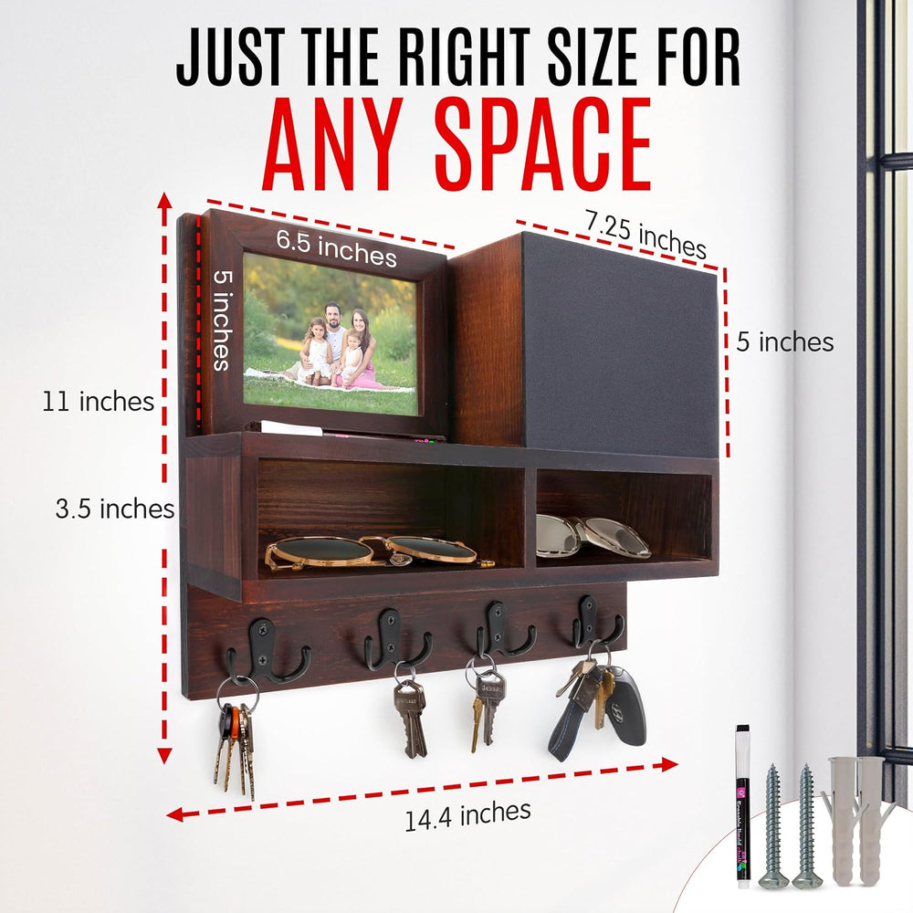 Spacelog Key and Mail Holder for Wall with Chalkboard – Magnetic Photo Frame ...
