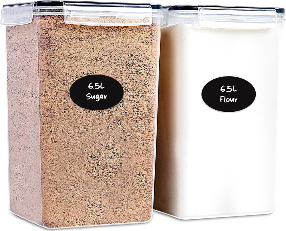 Extra Large Flour and Sugar Storage Containers 6.5L/220 Fl. oz; Set of 2 Plas...
