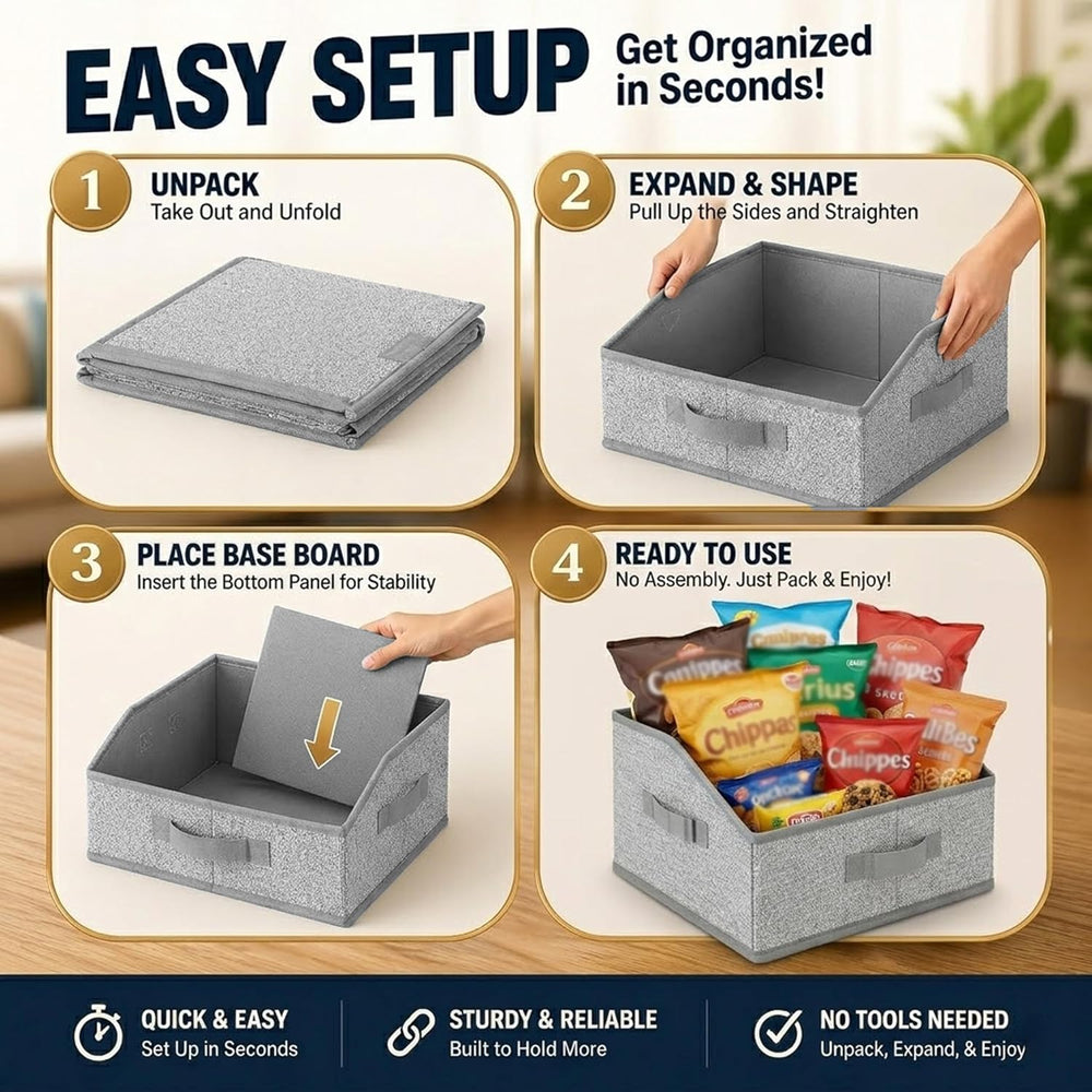 3 Pack Snack Organizer for Countertop, Open Compartment Design for Maximum St...