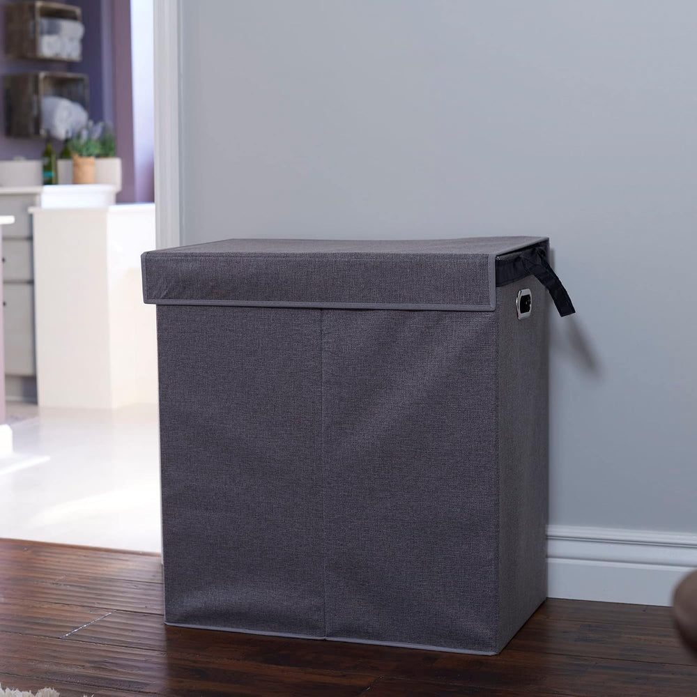 Household Essentials Collapsible Laundry Sorter with Lid, Gray