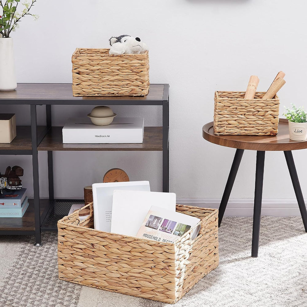 Vagusicc Wicker Basket, 3-Pack Water Hyacinth Wicker Storage Basket with Hand...