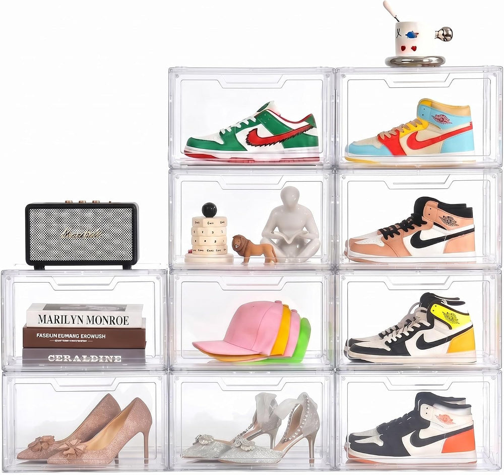 Magnetic Acrylic Clear Shoe Boxes – 360° Transparent Stackable Sneaker Storag...