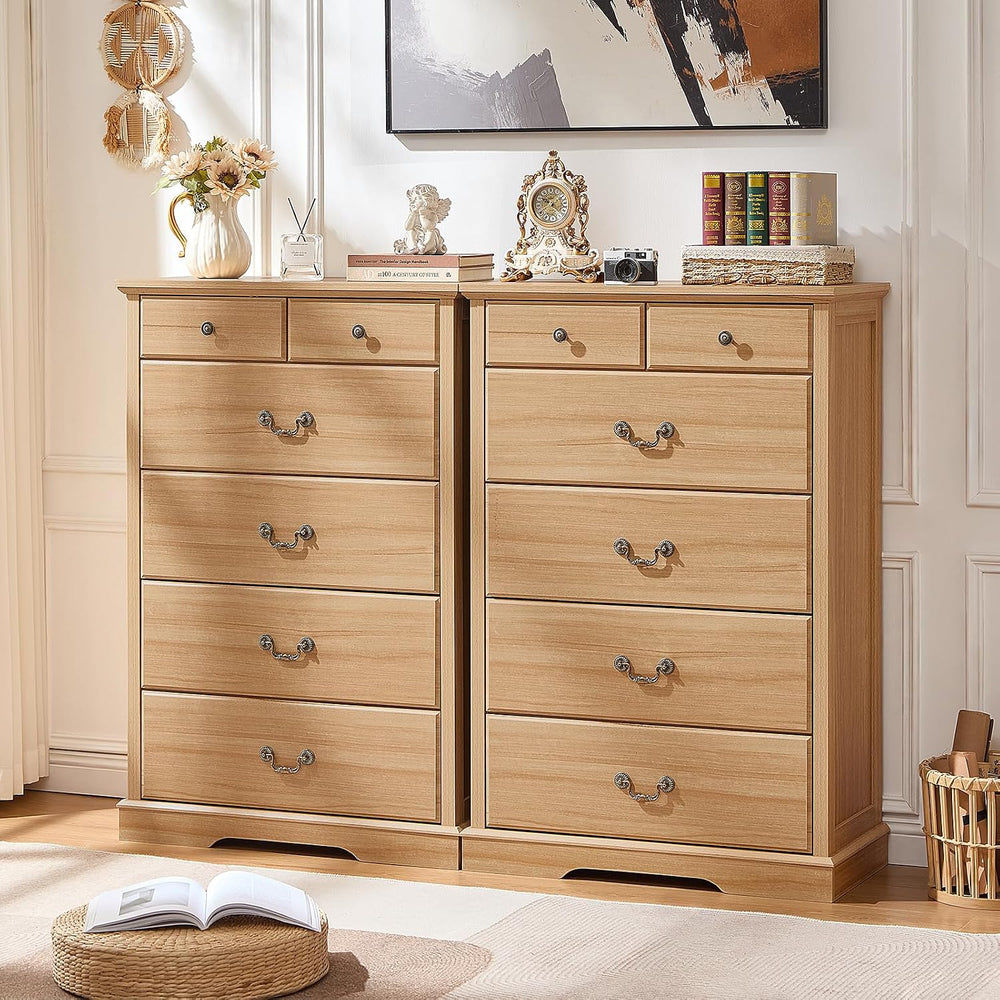 6 Drawer Dresser,Farmhouse Wood Chest of Drawers for Bedroom,47" Tall Dr...