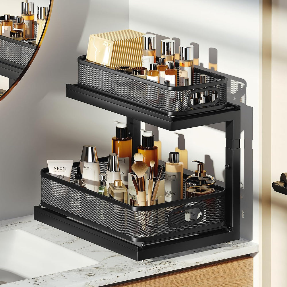 2-Pack Under Sink Storage Organizer with 2-Tier Slide Out Drawer, Sophisticat...