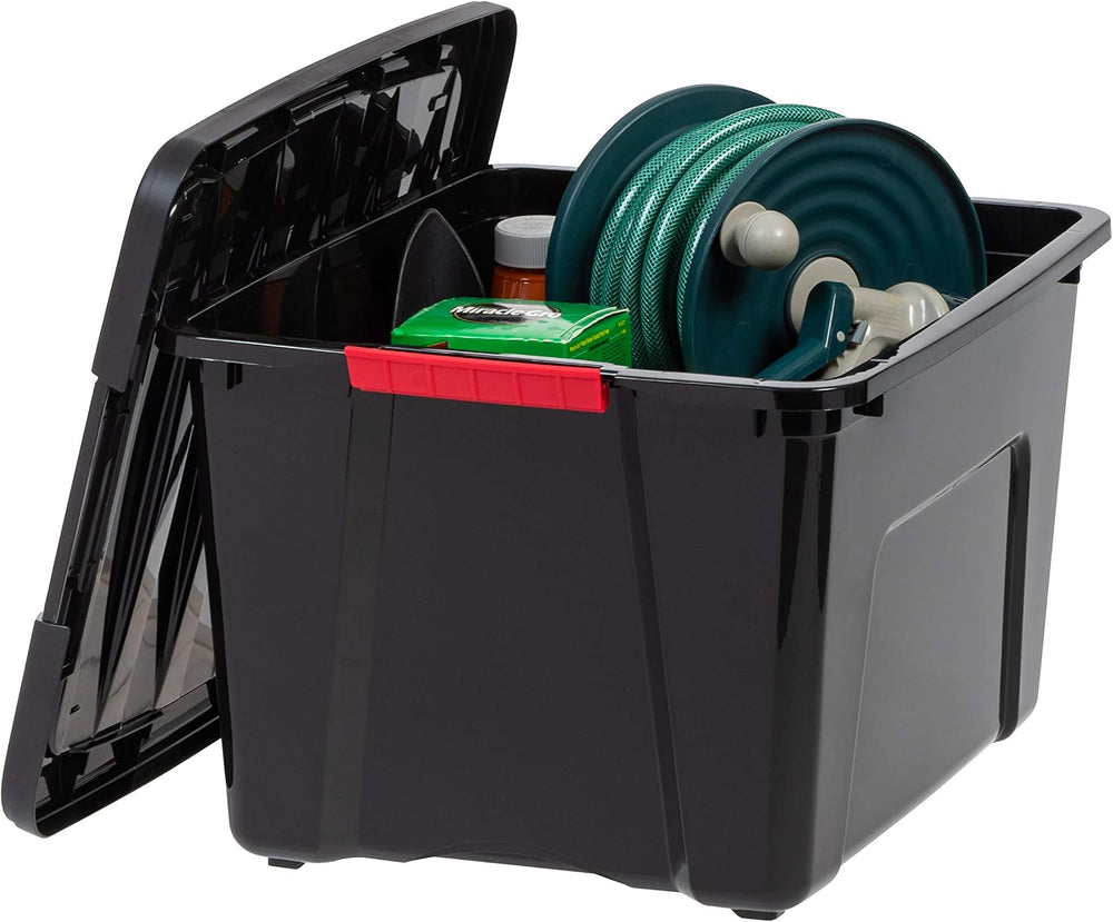 IRIS USA 6-Pack 40 Quart Storage Bins with Lids, Black