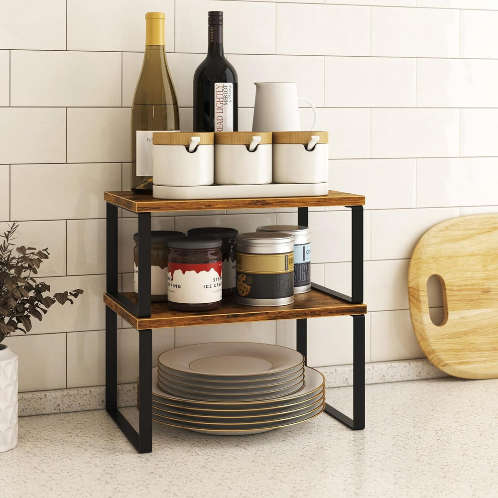 Kitchen Cabinet Organizer Shelf Set of 4, Sturdy Kitchen Counter Shelves with...